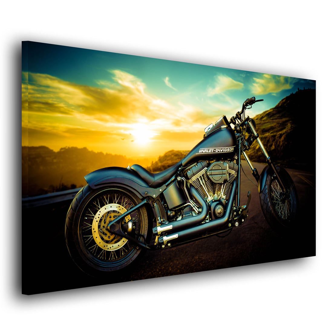 Wandbild Leinwandbild Chopper Motorrad Harley Breakout Custom