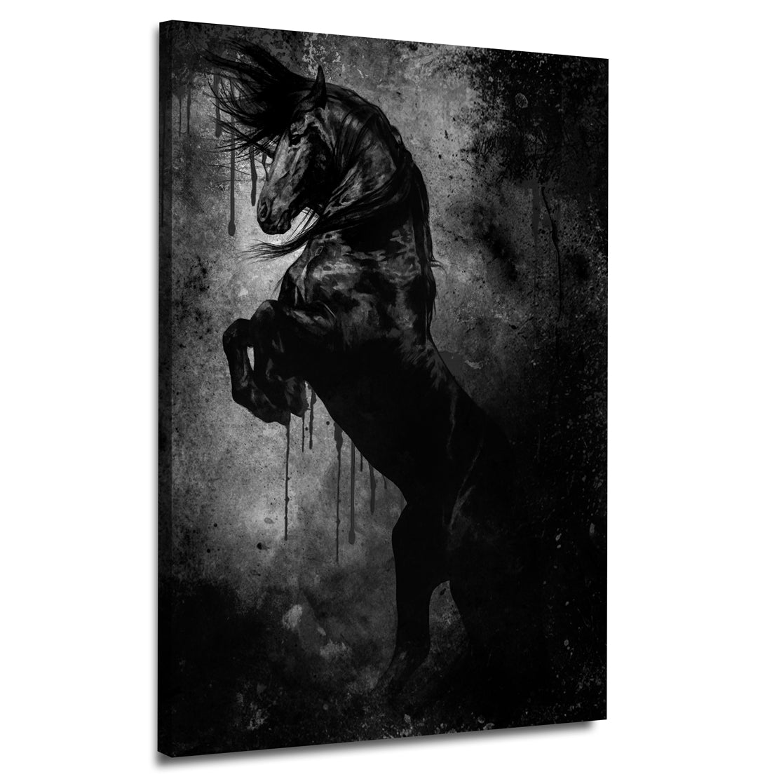 Wandbild schwarzes Pferd Black Style