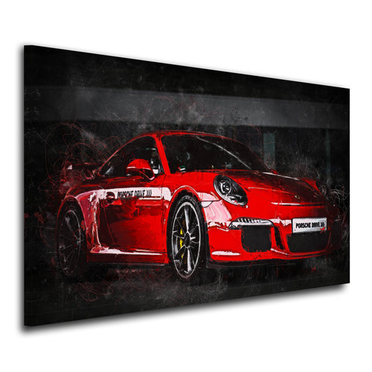 Wandbild Leinwandbild Auto Sportwagen 911 in rot