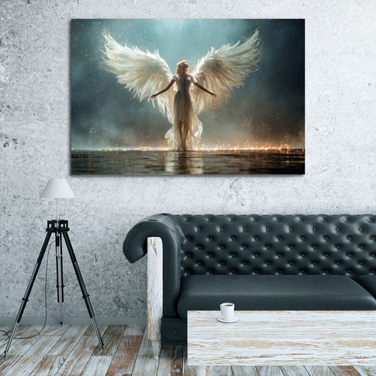 Mystischer Engel Flügel Licht goldene Aura Eleganz Wandbild