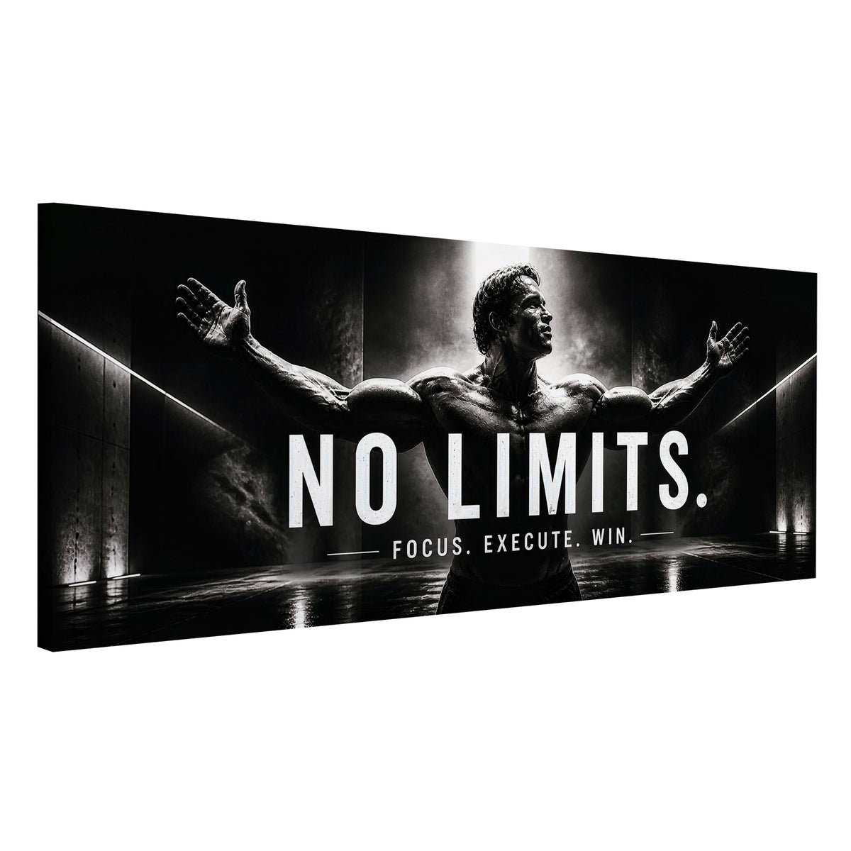No Limits Motivation Panorama in Schwarz-Weiß Wandbild