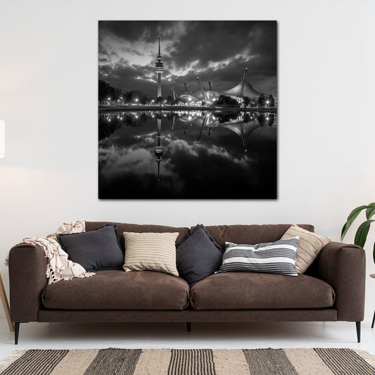 Olympiapark München schwarz weiß Wandbild