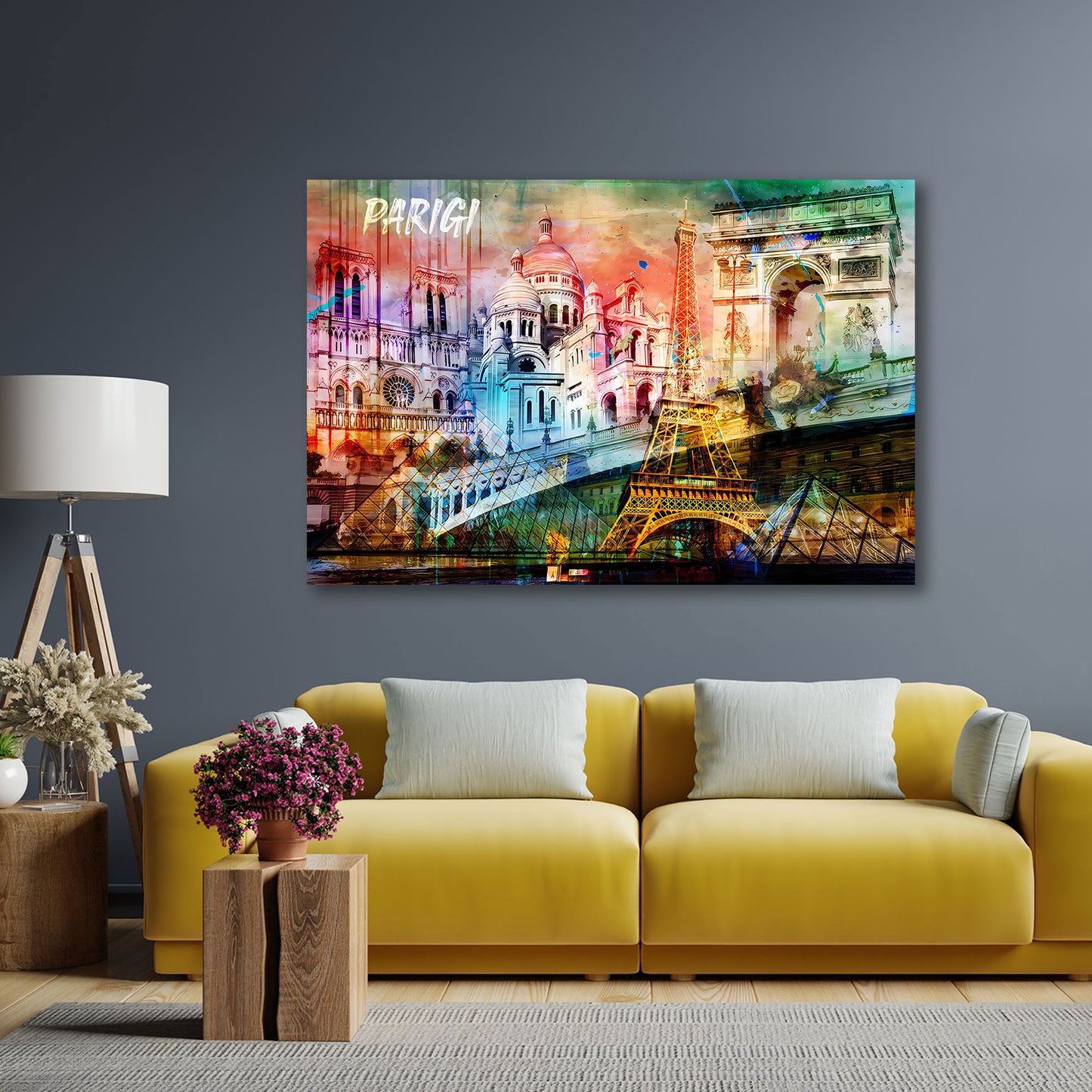 Paris Eiffelturm Louvre Sacré Cœur Notre Dame Wandbild