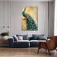 Pfau Portrait in Gold und Türkis Pastelltönen Wandbild