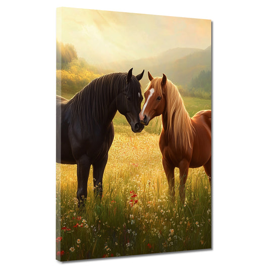 Pferde im Sonnenuntergang Landschaft Wandbild