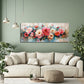Schmales Panorama Wandbild mit Pfingstrosen an einer Wohnraumwand