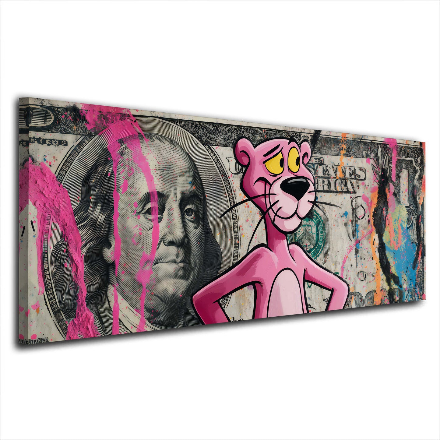 Pink Panther und Dollarschein Pop Art Graffiti Wandbild