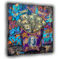 Lila Pommes Box mit Dollarscheinen Cha Ching Pop Art Wandbild