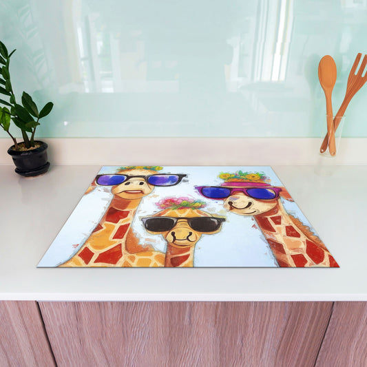 Pop Art 3 Giraffen Herdabdeckplatte Induktionsschutz für Ceranfeld & Küche Deko