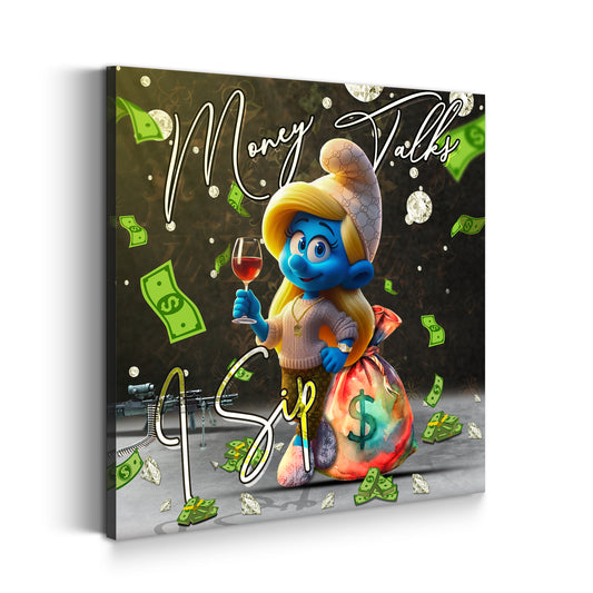 Pop Art Blaufee Geld Diamanten Luxus Lifestyle Wandbild