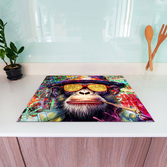 Pop Art Affe Herdabdeckplatte Induktionsschutz für Ceranfeld & Küche Deko