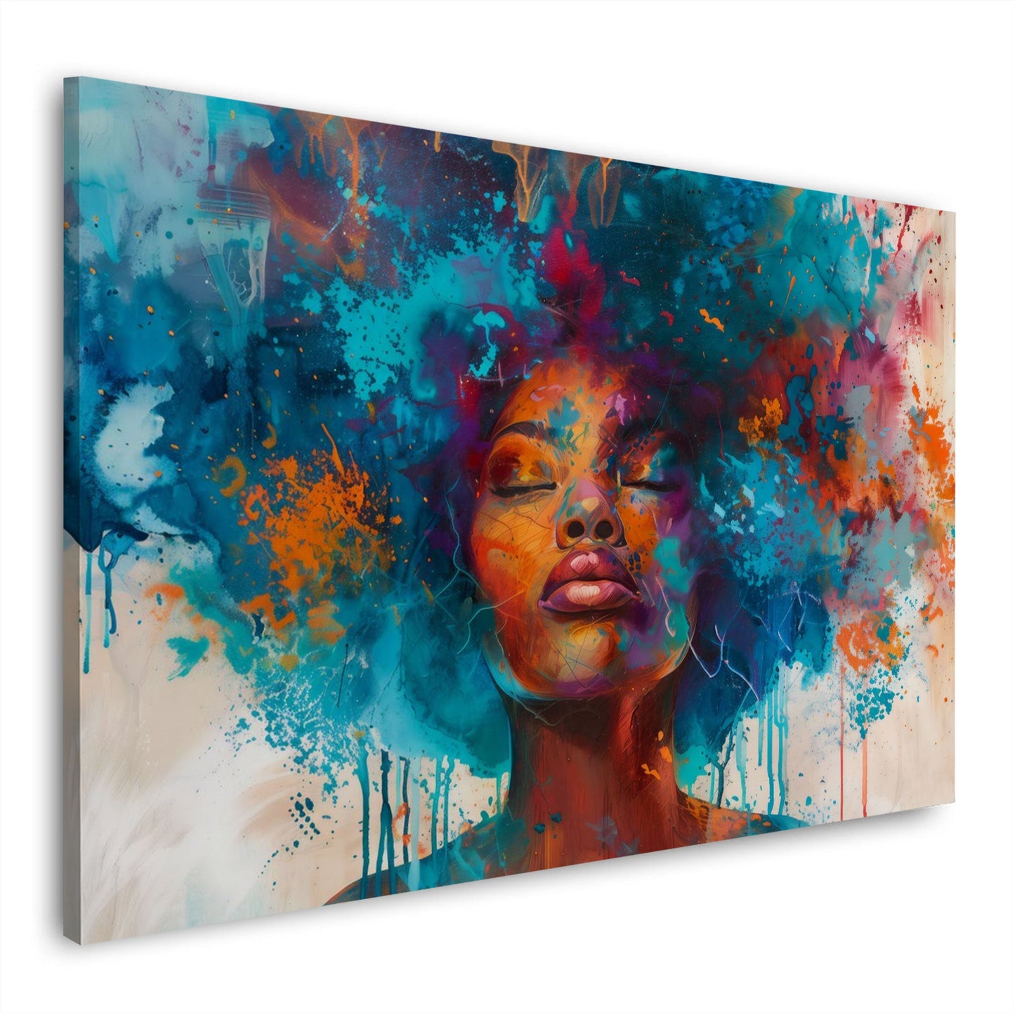 Pop Art afrikanisches Frauengesicht farbenfroh und abstrakt Wandbild