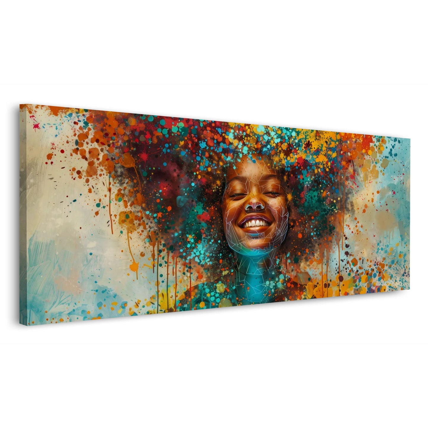 Pop Art afrikanische Frau mit lachendem Gesicht Wandbild