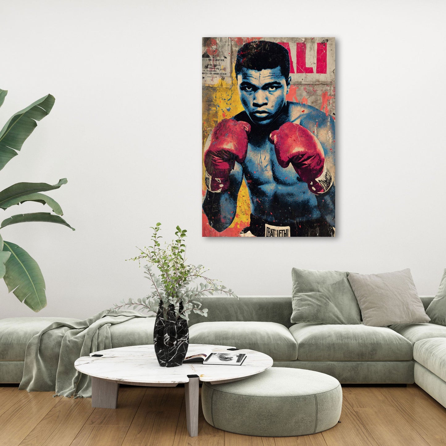 Pop Art Ali als kraftvoller Boxer-Ikone Wandbild