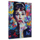 Pop Art Audrey Porträt bunte Schmetterlinge Wandbild