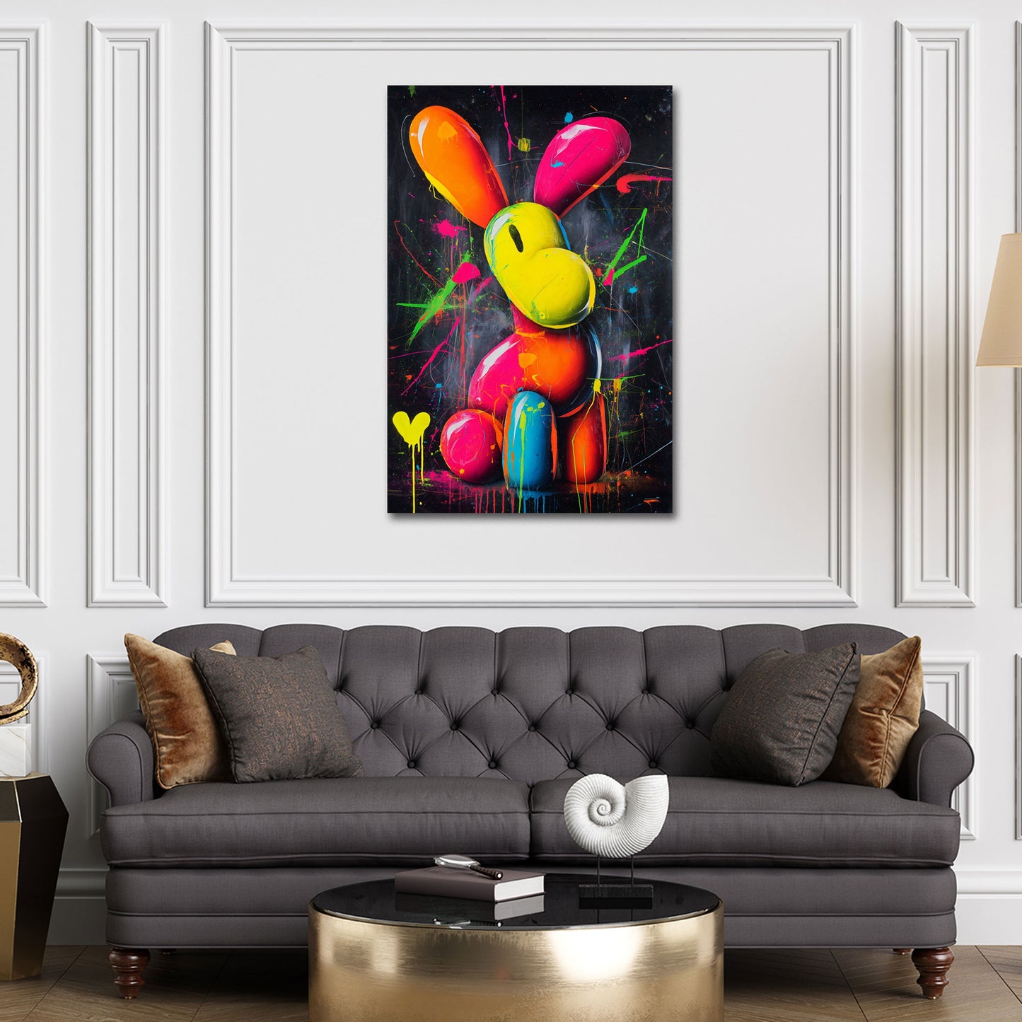 Pop Art Ballonfigur bunt Neonfarben abstrakt Wandbild