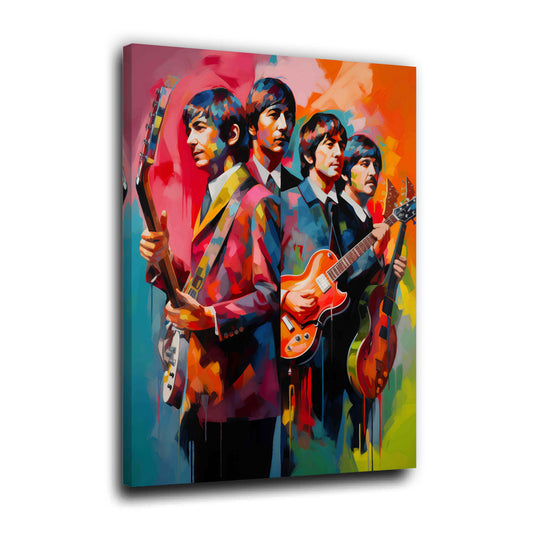 Pop Art Beatles Musiker Porträt Gitarre Farbe Wandbild