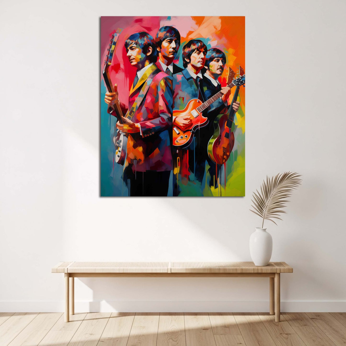 Pop Art Beatles Musiker Porträt Gitarre Farbe Wandbild