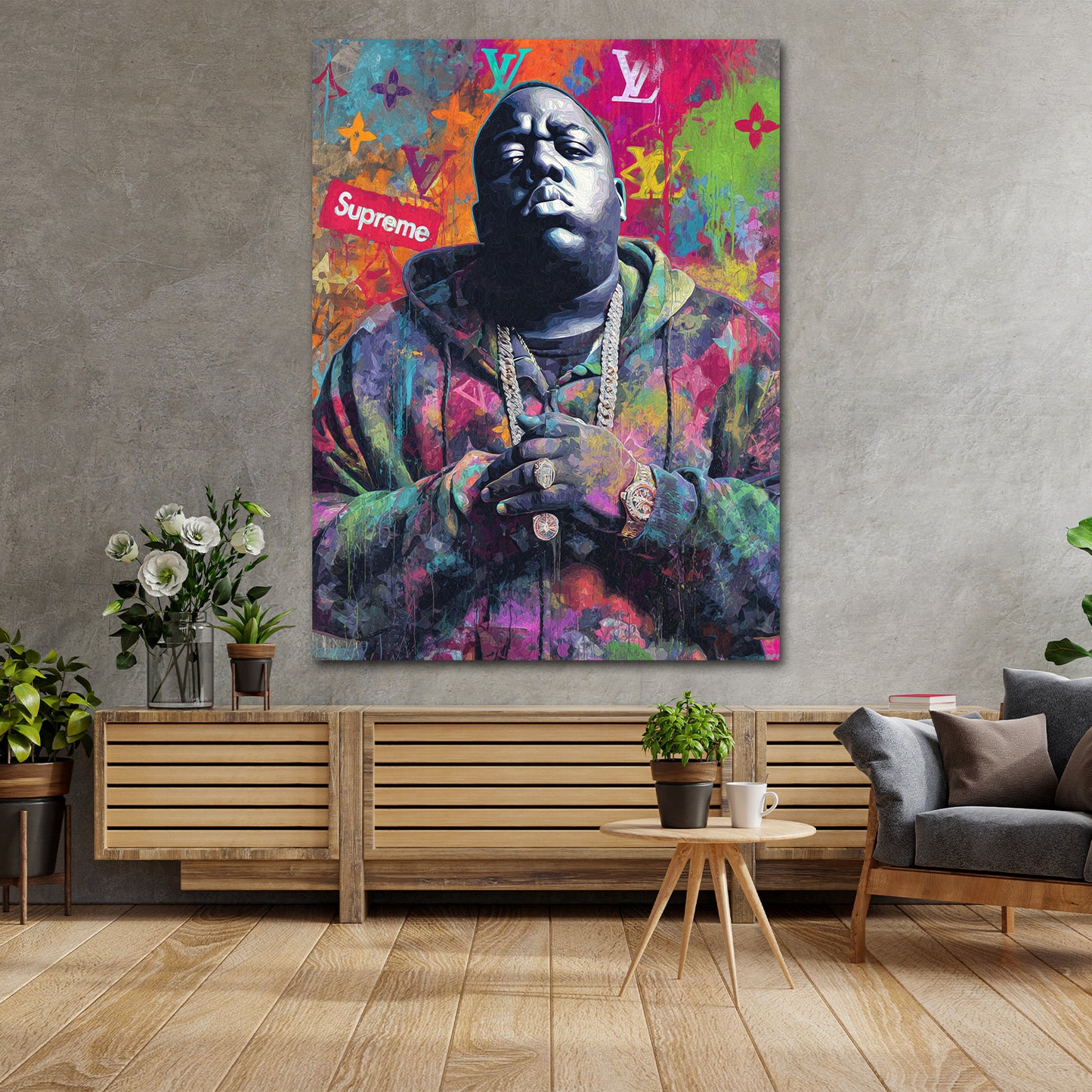 Pop Art Biggie Porträt Luxus Streetwear Wandbild