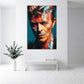Pop Art Bowie Porträt bunt Ausdruck Gesicht Wandbild