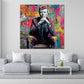 Pop Art Bowie Porträt im Anzug Farbkulisse Wandbild