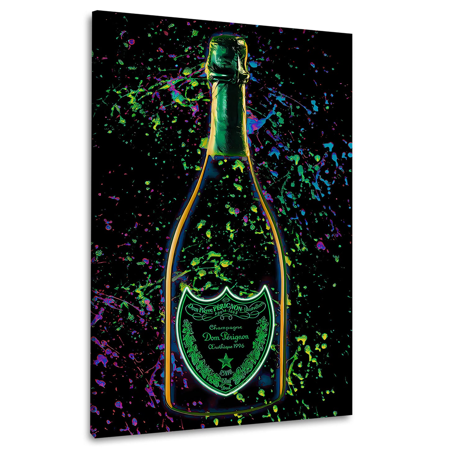 Pop Art Champagner Neon Farben Luxus Wandbild