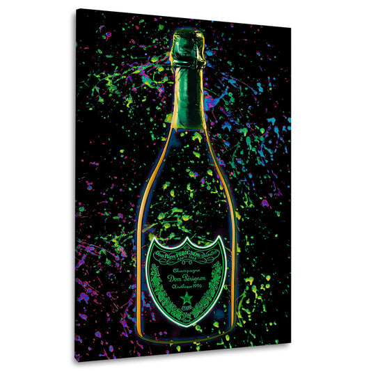 Pop Art Champagner Neon Farben Luxus Wandbild