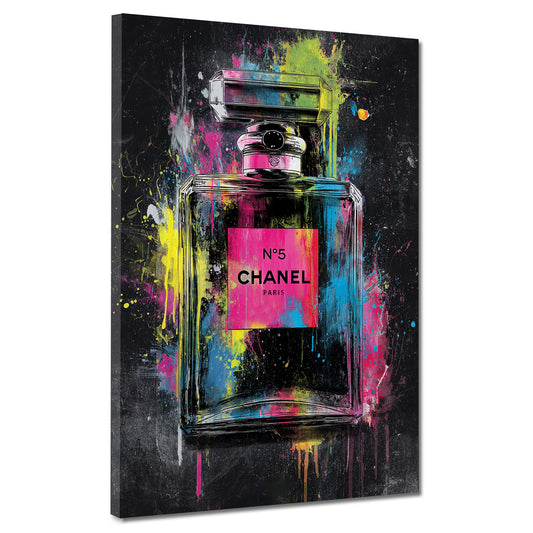 Pop Art Chanel Parfüm Flakon Farbe Stil Wandbild