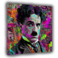 Pop Art Chaplin Porträt mit Neon Hintergrund Wandbild