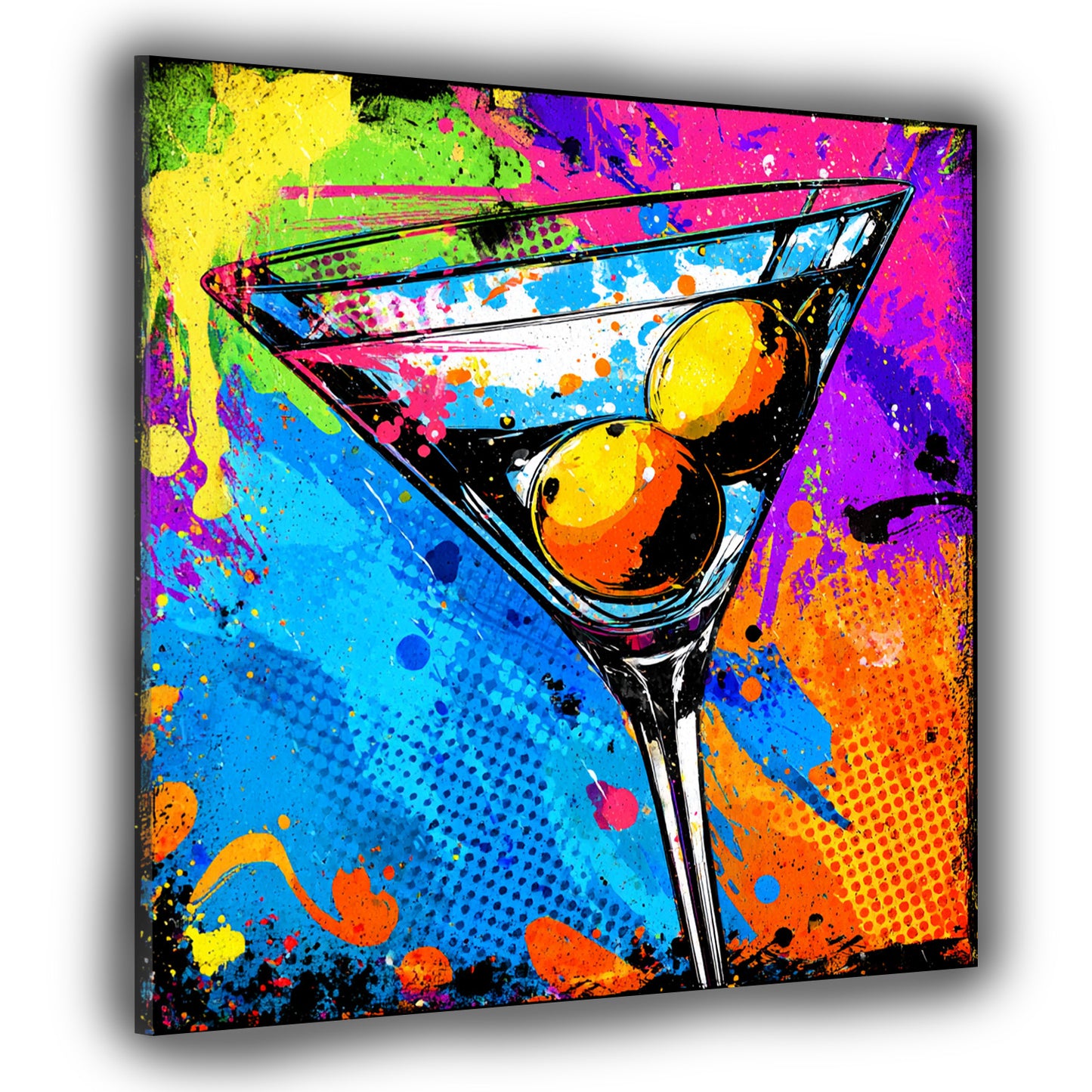 Pop Art Cocktailglas bunt Spritzer Stil Wandbild