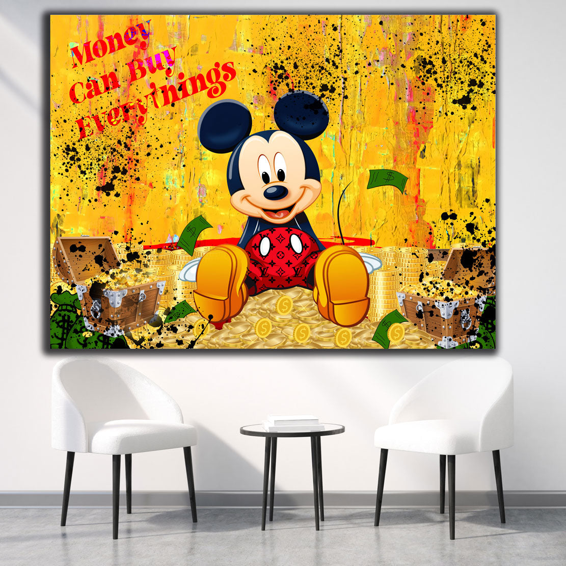 Pop Art Comic Maus Geld Spruch Wandbild