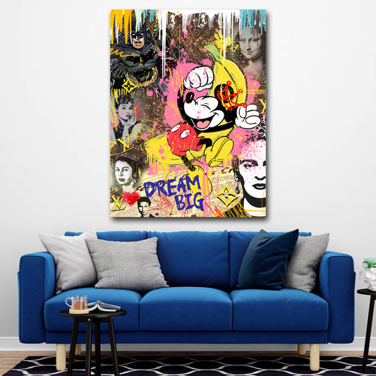 Pop Art Comic Maus Ikonen Dream Big Statement Wandbild