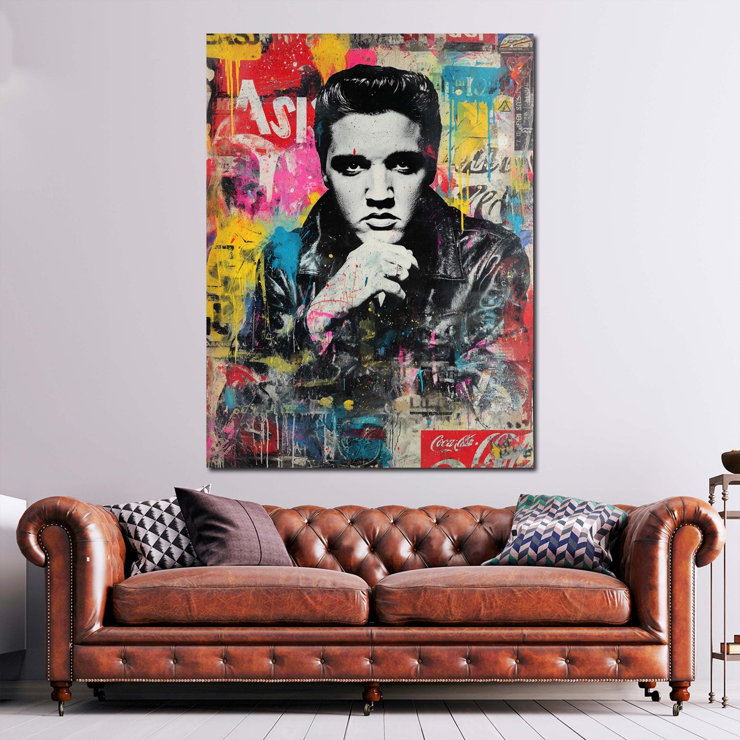 Pop Art Elvis Lederjacke Porträt Retro Wandbild