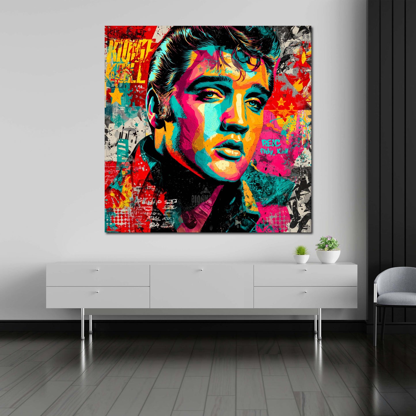 Pop Art Elvis bunt expressive Farben Wandbild