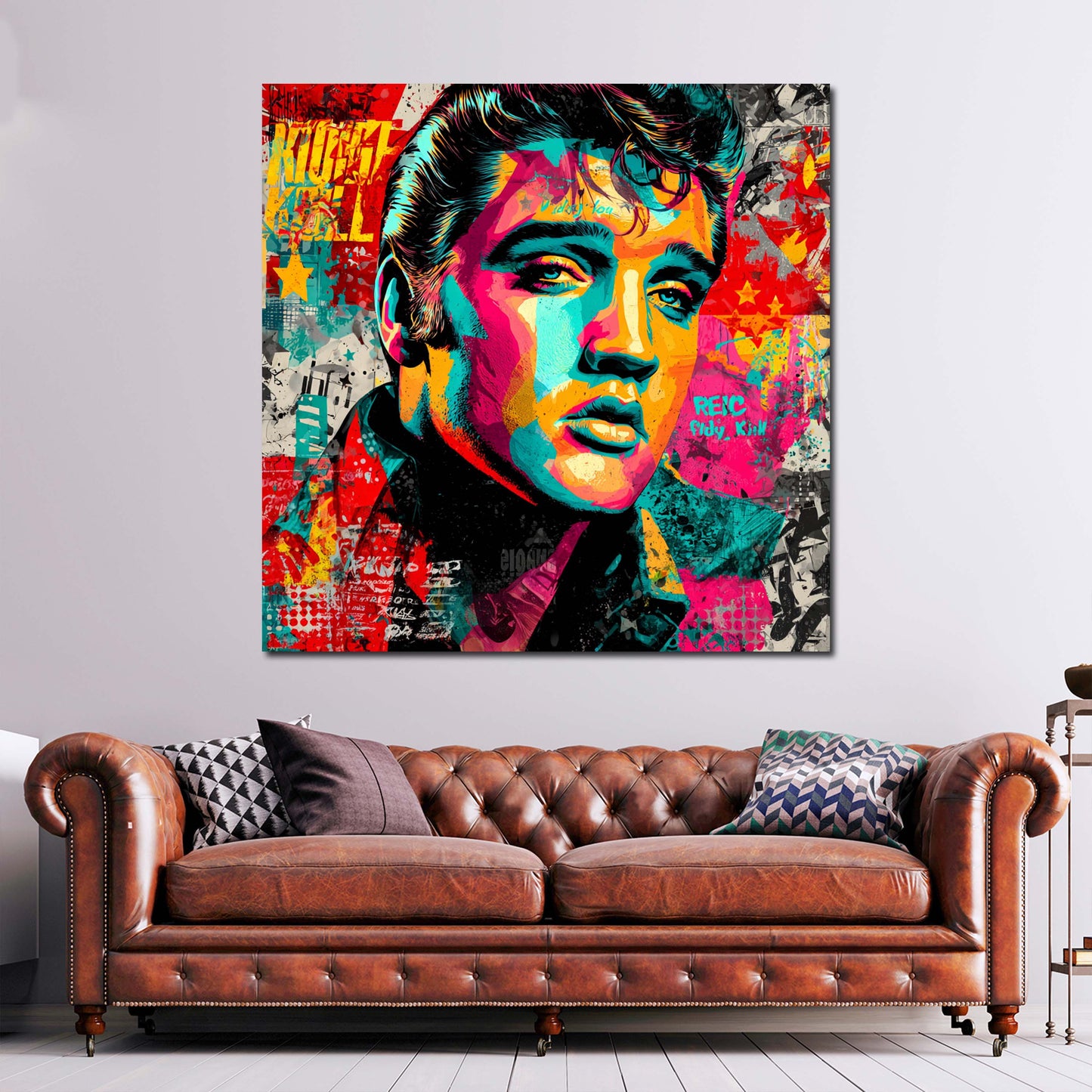 Pop Art Elvis bunt expressive Farben Wandbild