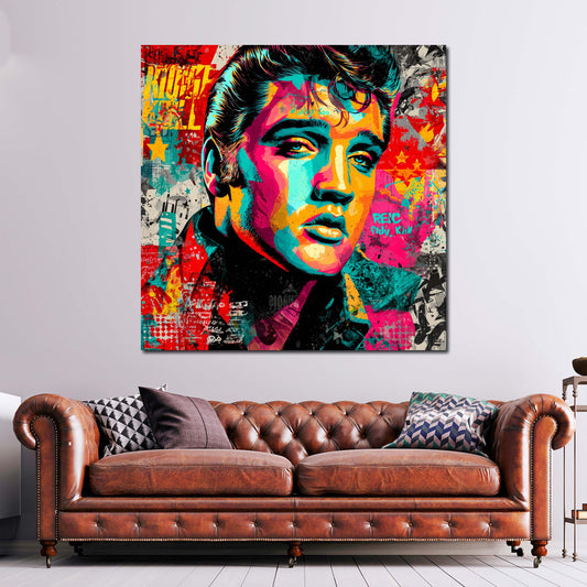 Pop Art Elvis bunt expressive Farben Wandbild