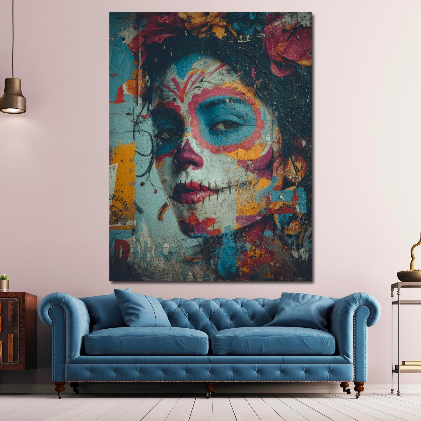 Pop Art Frau Gesicht Día de los Muertos Wandbild