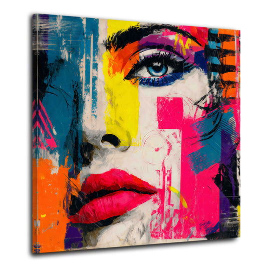 Pop Art Frau Gesicht Porträt Wandbild