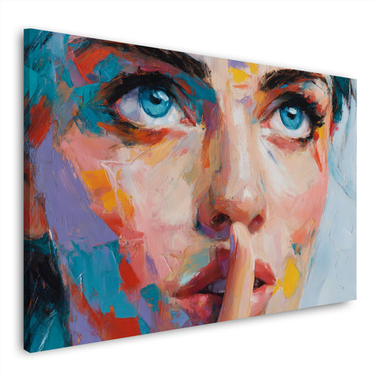 Pop Art Frauen Porträt blauäugiges Gesicht modern Wandbild