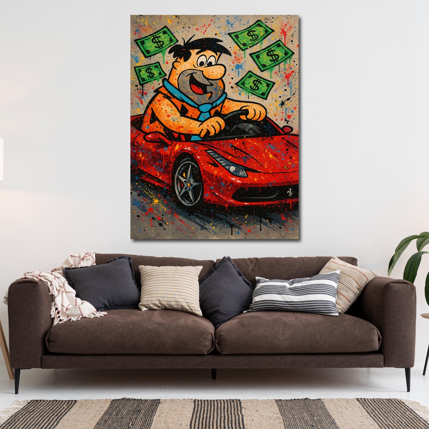 Pop Art Fred Comicfigur im Ferrari Erfolg Wandbild