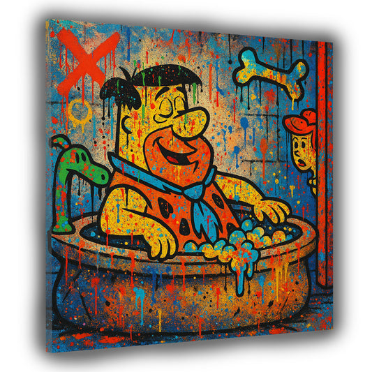 Pop Art Fred in der Badewanne Retro Comic Wandbild