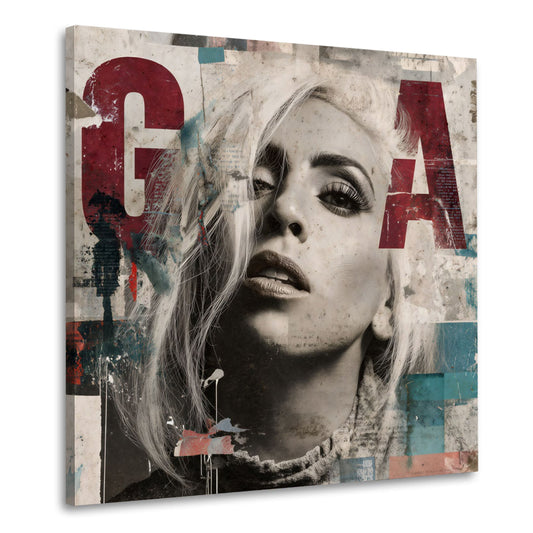 Pop Art Gaga Porträt in schwarz-weiß mit Typografie Wandbild