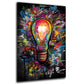 Pop Art Glühbirne in bunter Street Art Graffiti Wandbild