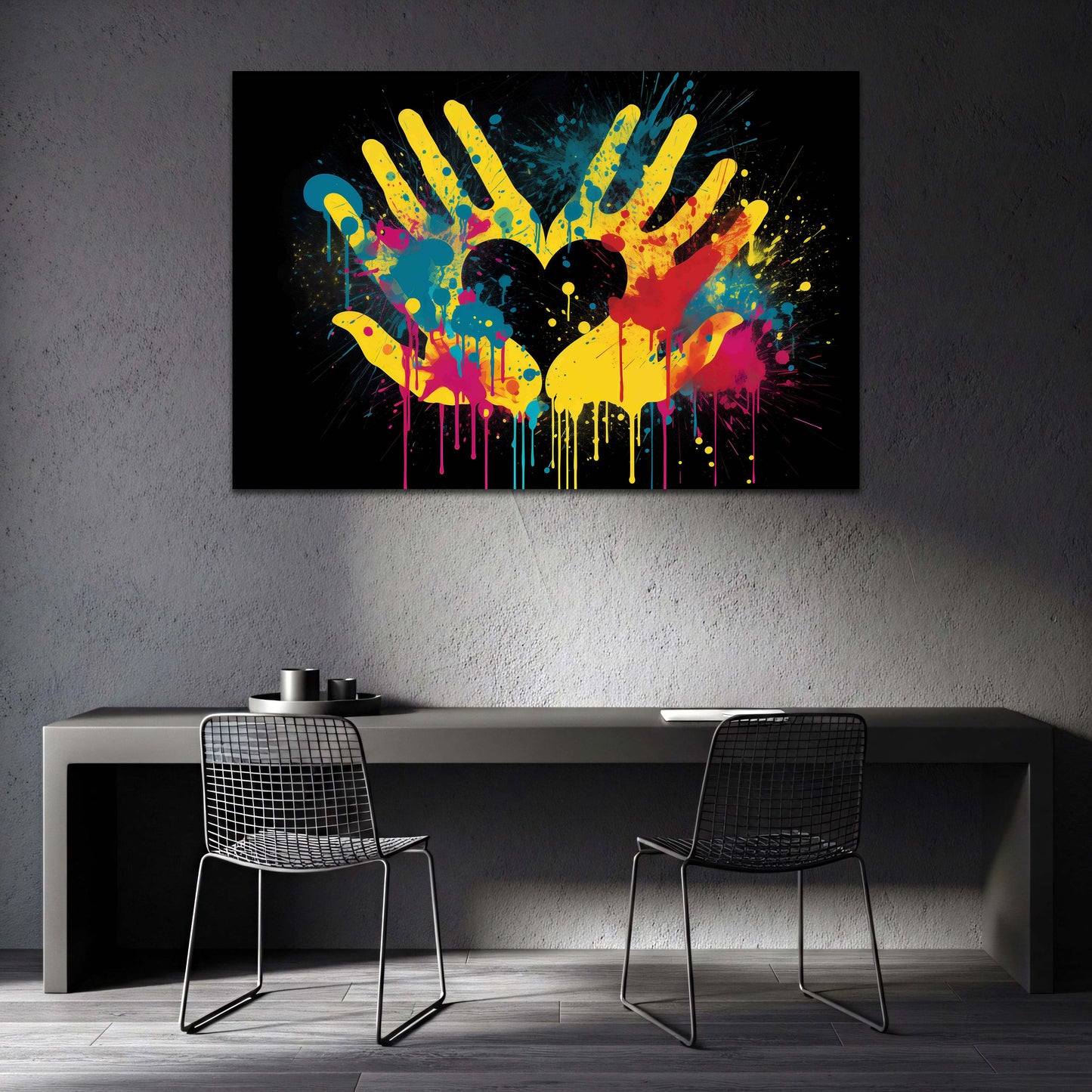 Pop Art Hände Herz Bunte Farbe Wandbild