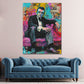 Pop Art Johnny Porträt auf violettem Sofa Wandbild