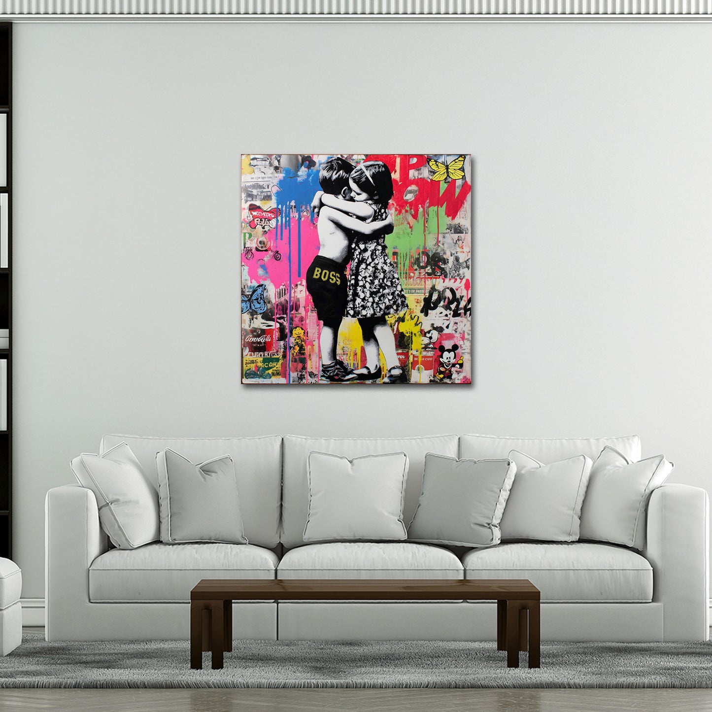 Pop Art Kinder Umarmung Liebe Collage Graffiti Wandbild