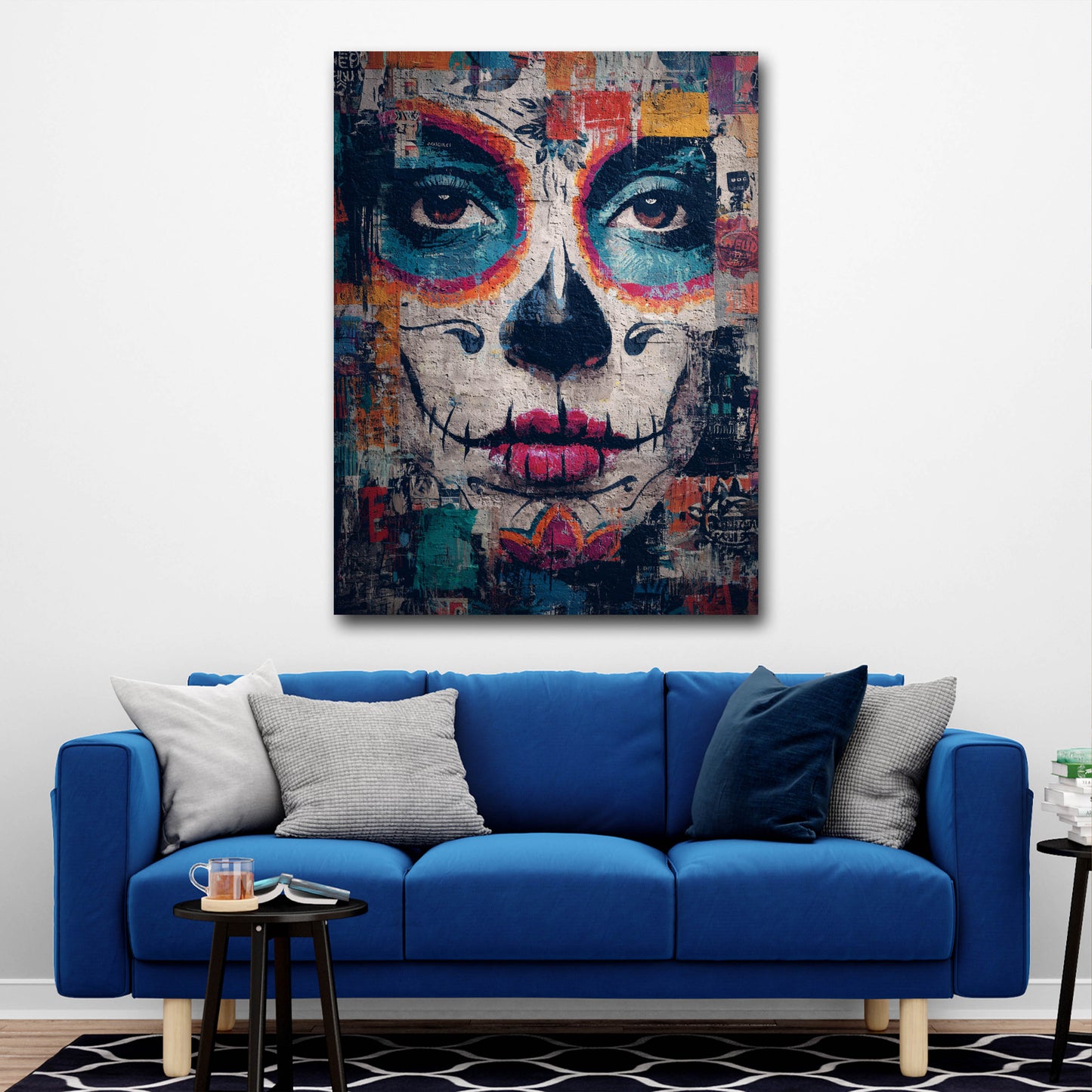 Pop Art La Catrina Porträt Wand Gesicht Wandbild