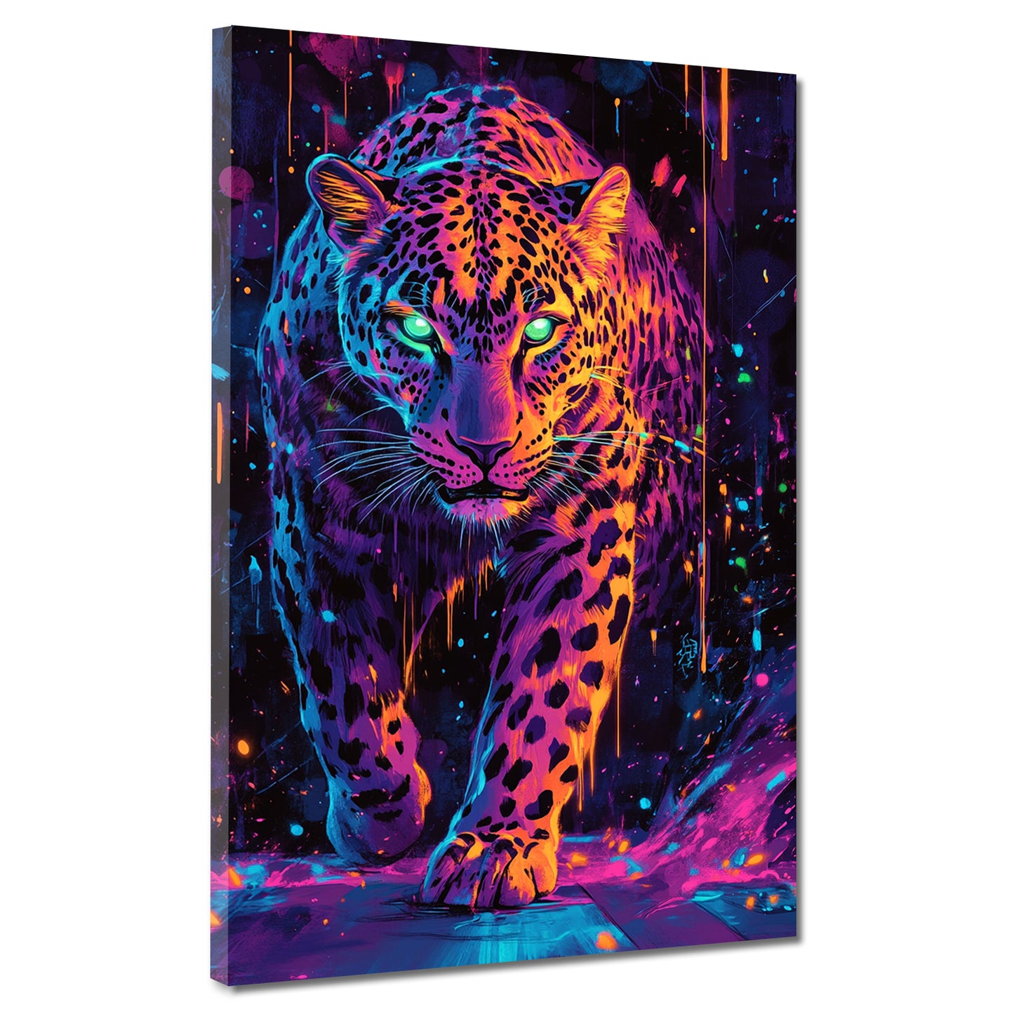 Pop Art Leopard Neonfarben Wandbild