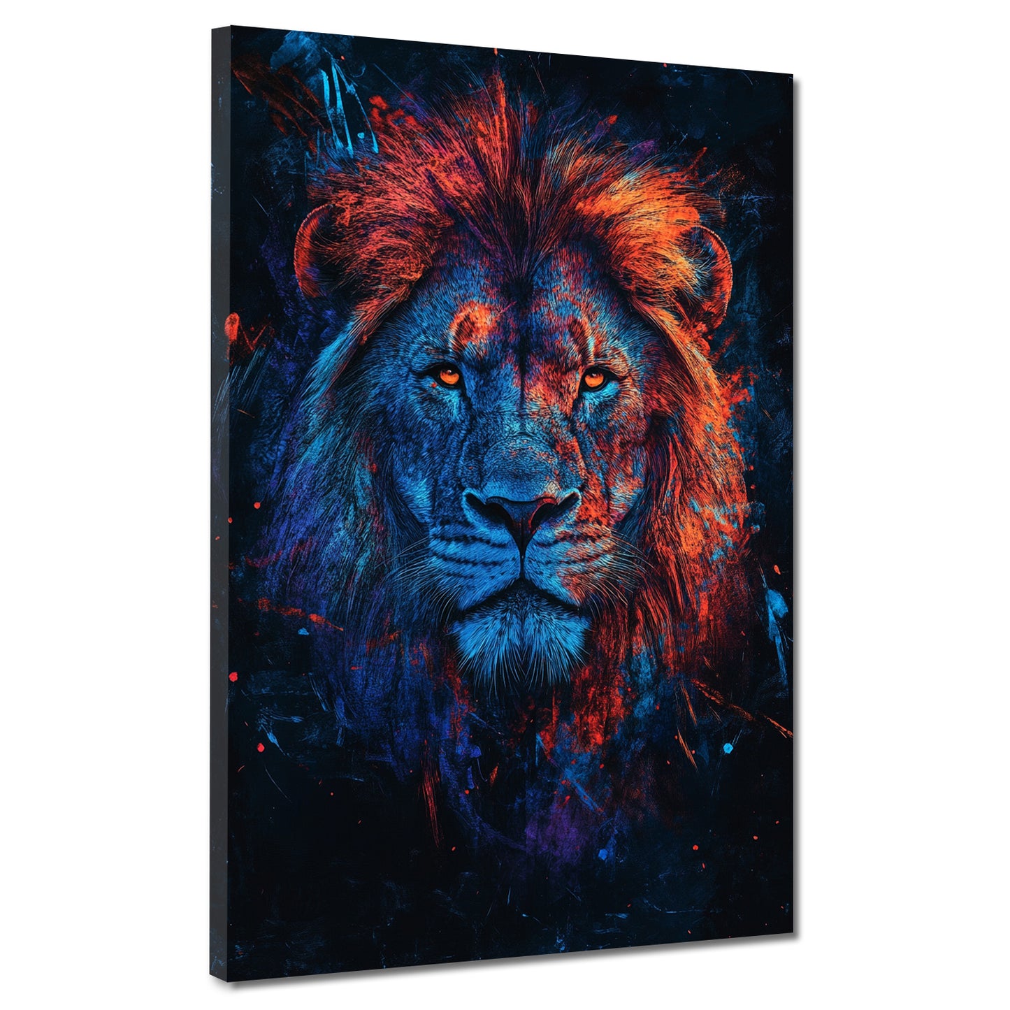 Pop Art Löwe Porträt Feuer Farben Wandbild