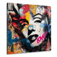 Pop Art Marilyn Porträt in schwarz-weiß mit Farbakzenten Wandbild
